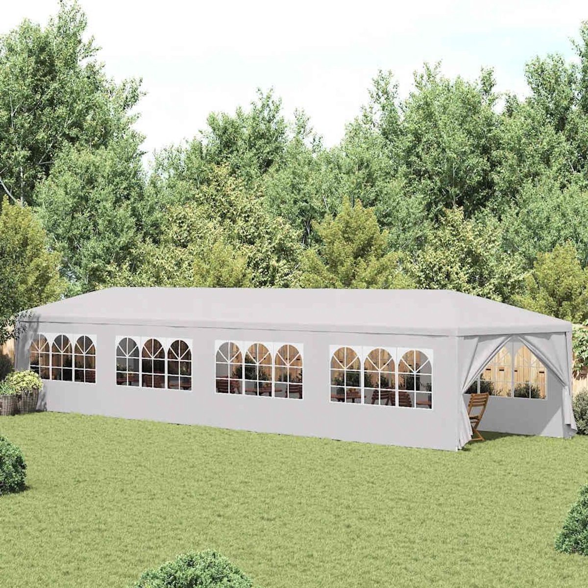 Tuintent - Feesttent Partytent - Buitenfeesten Organiseren - 8 Afneembare Panelen - 3 x 12 m - Wit