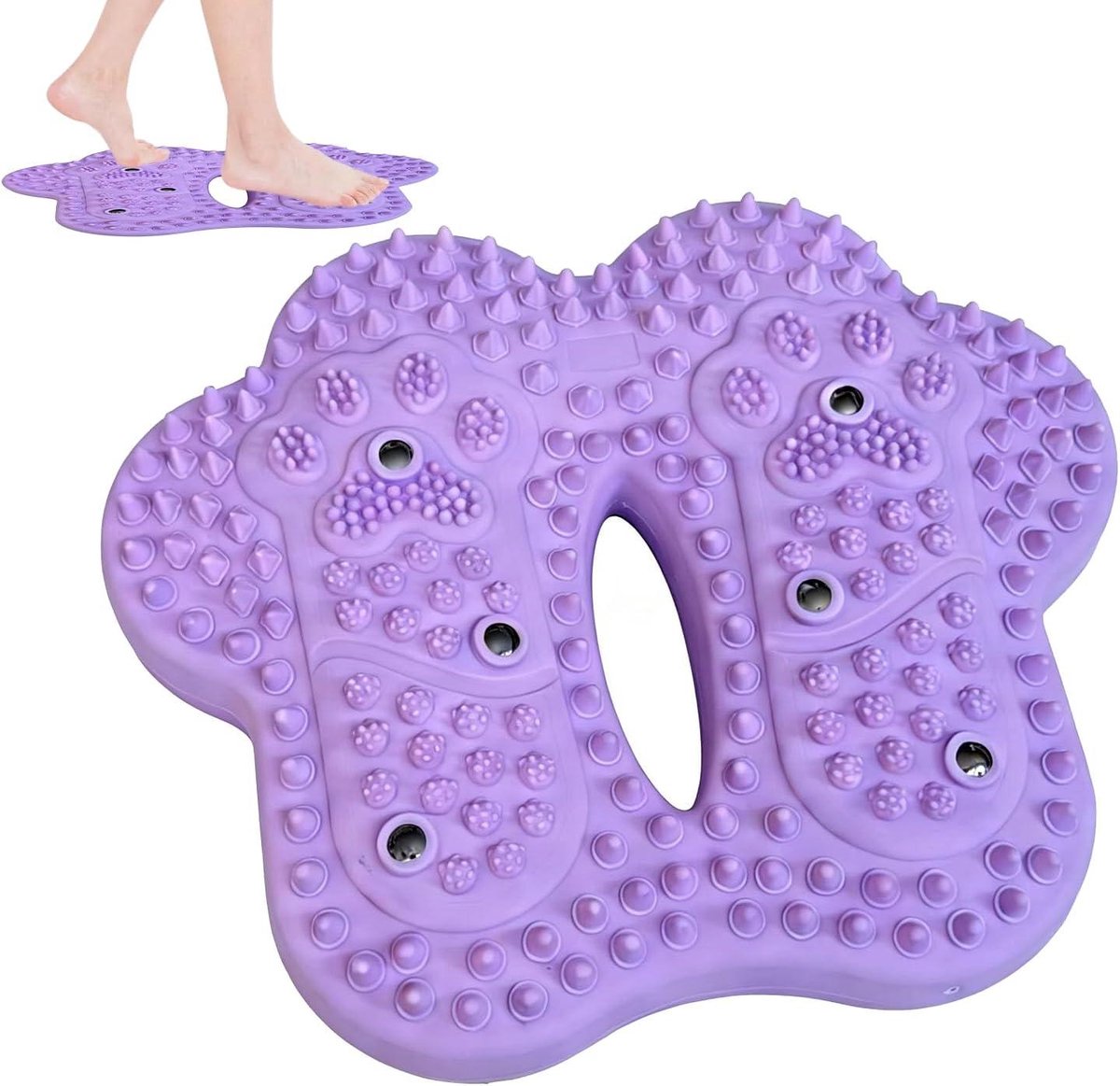 Voetmassagemat - Voetreflex mat - Ontspanning bevorderen - Stimuleert reflexzones - 39 x 33 cm - Grijs