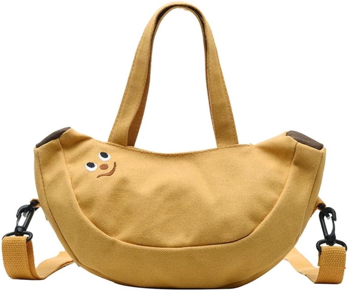 Dames Schoudertas - Crossbody tas - Dagelijks gebruik - Speelse banaanvorm - 32x18x9 cm - Geel