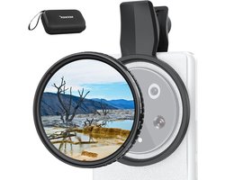 67mm Clip On Variabel ND Filter voor Smartphones, ND2-32 1-5 Stops Neutraal Density Fotografie Accessoires voor Android, Samsung, Google Pixel en Huawei Camera's