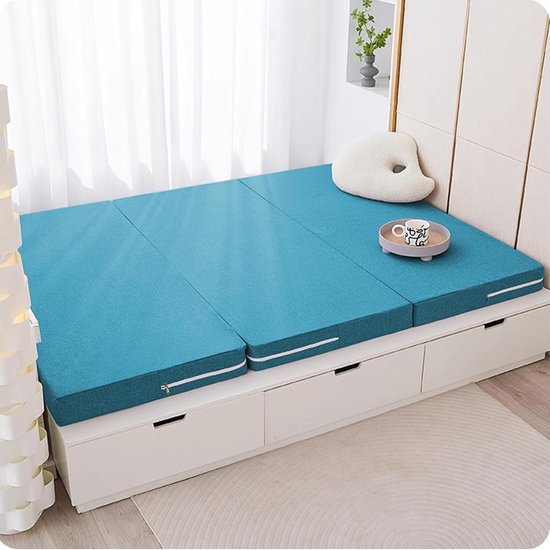 Opvouwbare Matras - Vloermatras Gastenbed - Logeren en Reizen - Machinewasbare Hoes - 200 x 90 x 10 cm - Grijs — afbeelding 4
