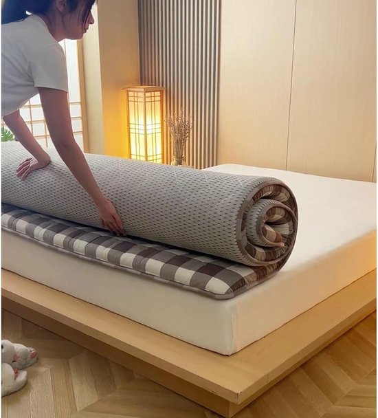 Opvouwbaar Matras - Gastenbed Futon - Comfortabel Slapen - Vierlaags Kernontwerp - 180 x 200 cm - Grijs — afbeelding 4