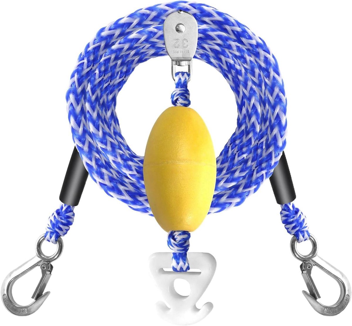 Boot Sleep Touw - Watersport Lijn - Watersport Activiteiten - Dubbele Haken - 48 Meter - Zichtbaar