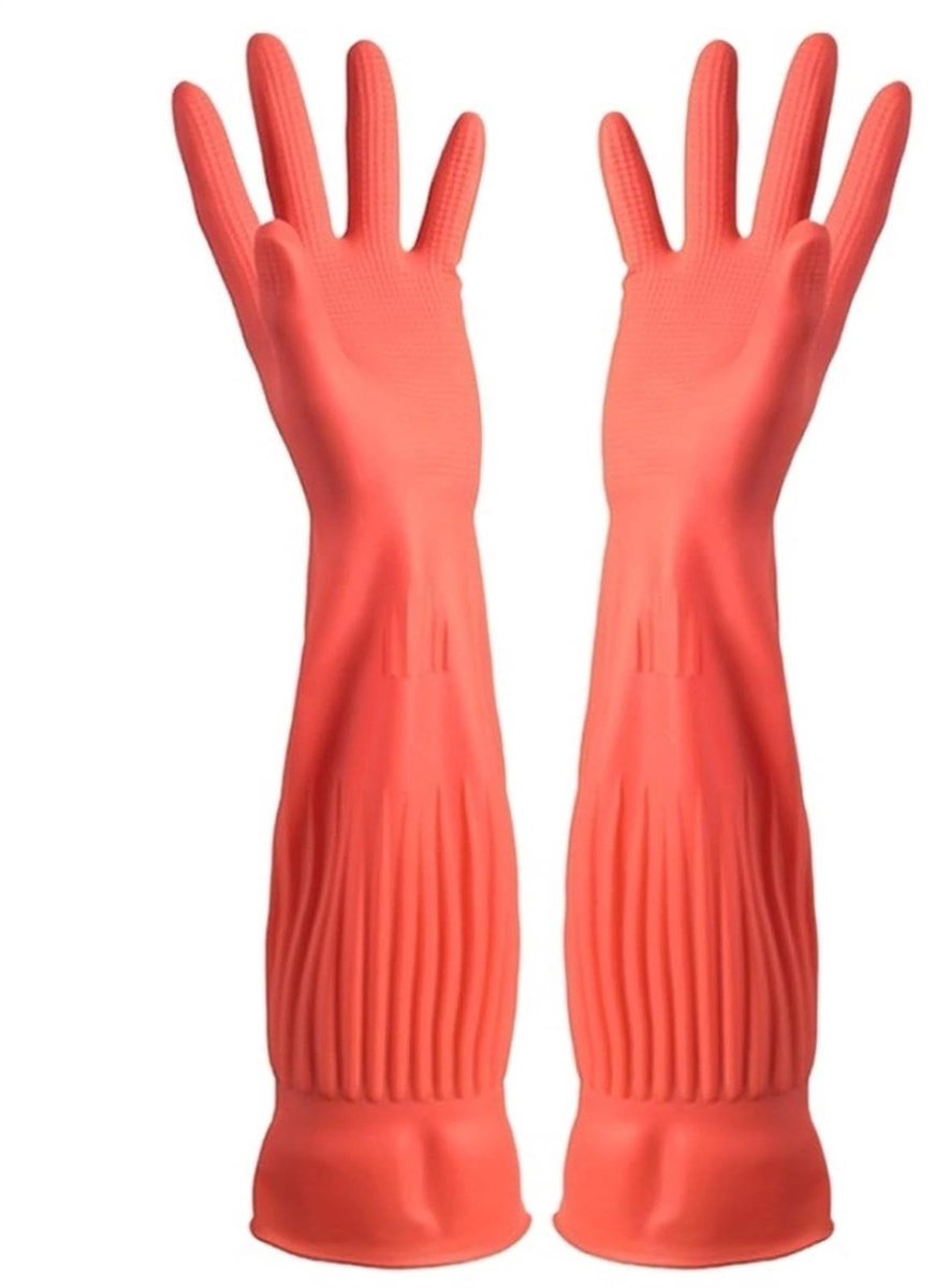 Reinigingshandschoenen - Afwas - Huishoudelijk Werk - Verlengd Manchet - 38 cm - Rood