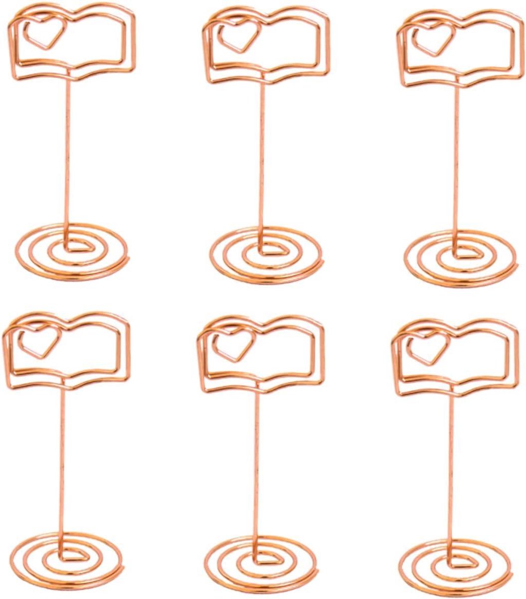 Bruiloft Memo Clips - Decoratieve Clips - Kaarten Presenteren - Unieke Boekvorm - 6 Stuks - Goud
