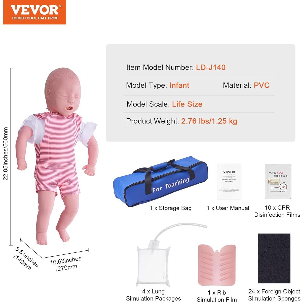 Baby Reanimatiepop - Oefenpop Baby - EHBO Training - Realistisch Model - 56 cm - Huidkleurig — cadeau in Cadeau-ideeën - foto 7