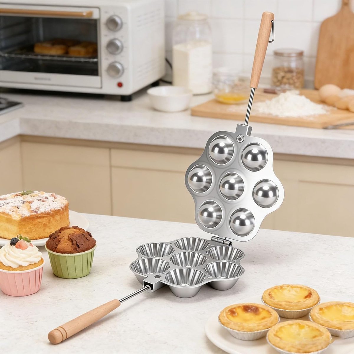 Taartenkoekjesmaker - Mini Muffins - Gebak Maken - Antiaanbaklaag - 22x20x7 cm - Zilver