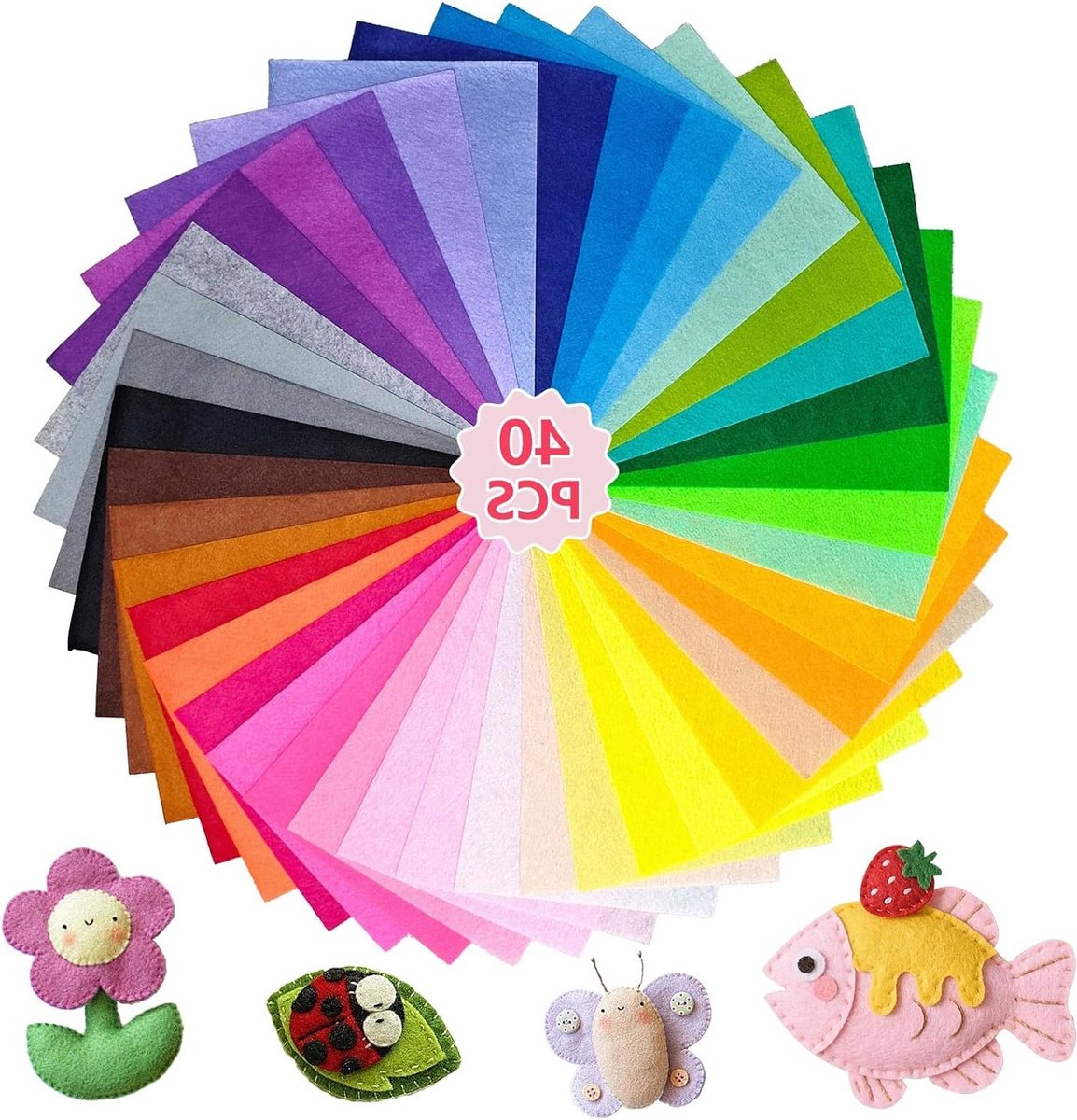 Kleurige viltstoffen 1 mm A4 20 x 30 cm voor knutselen, DIY-projecten en creatieve activiteiten met kinderen