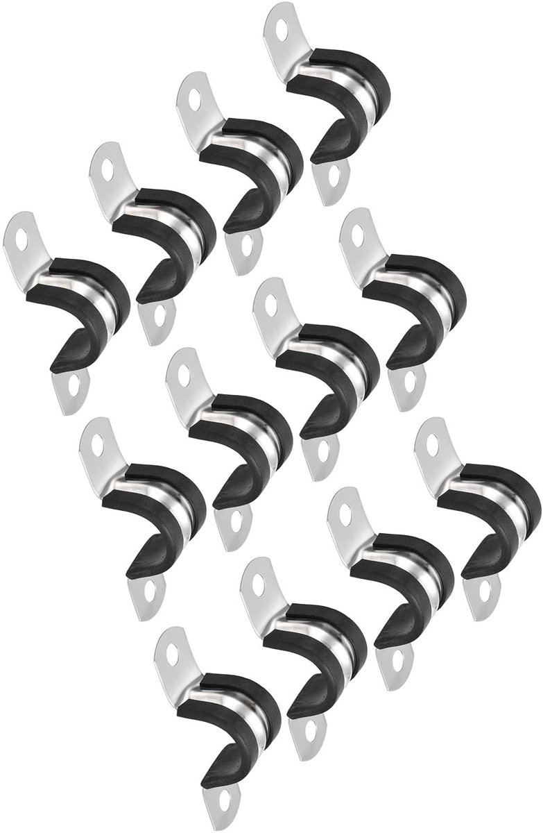 aladdien - Kabelklem - Roestvrij staal - Duurzaam en corrosiebestendig - 18 mm - Rubber gewatteerd - Voor buisbevestiging - 12 stuks