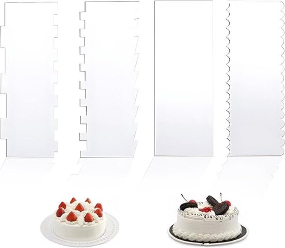 Taartschrapers voor decoratie en glazuur - 4 stuks - 7 stijlen