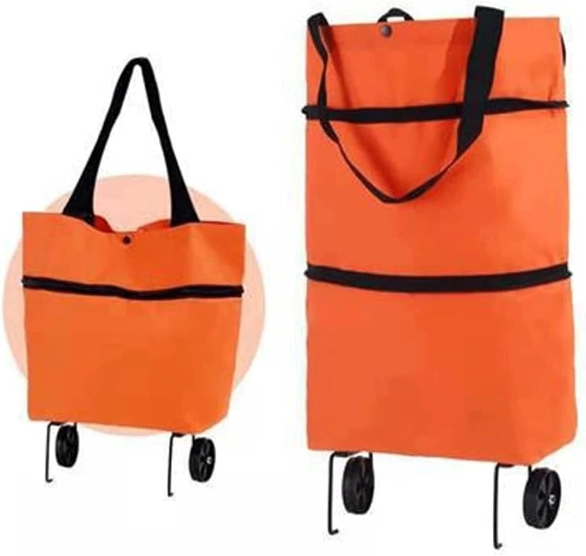 Boodschappentrolley - Winkelwagen - Boodschappen doen - Inklapbaar ontwerp - 27x12x45cm - Oranje