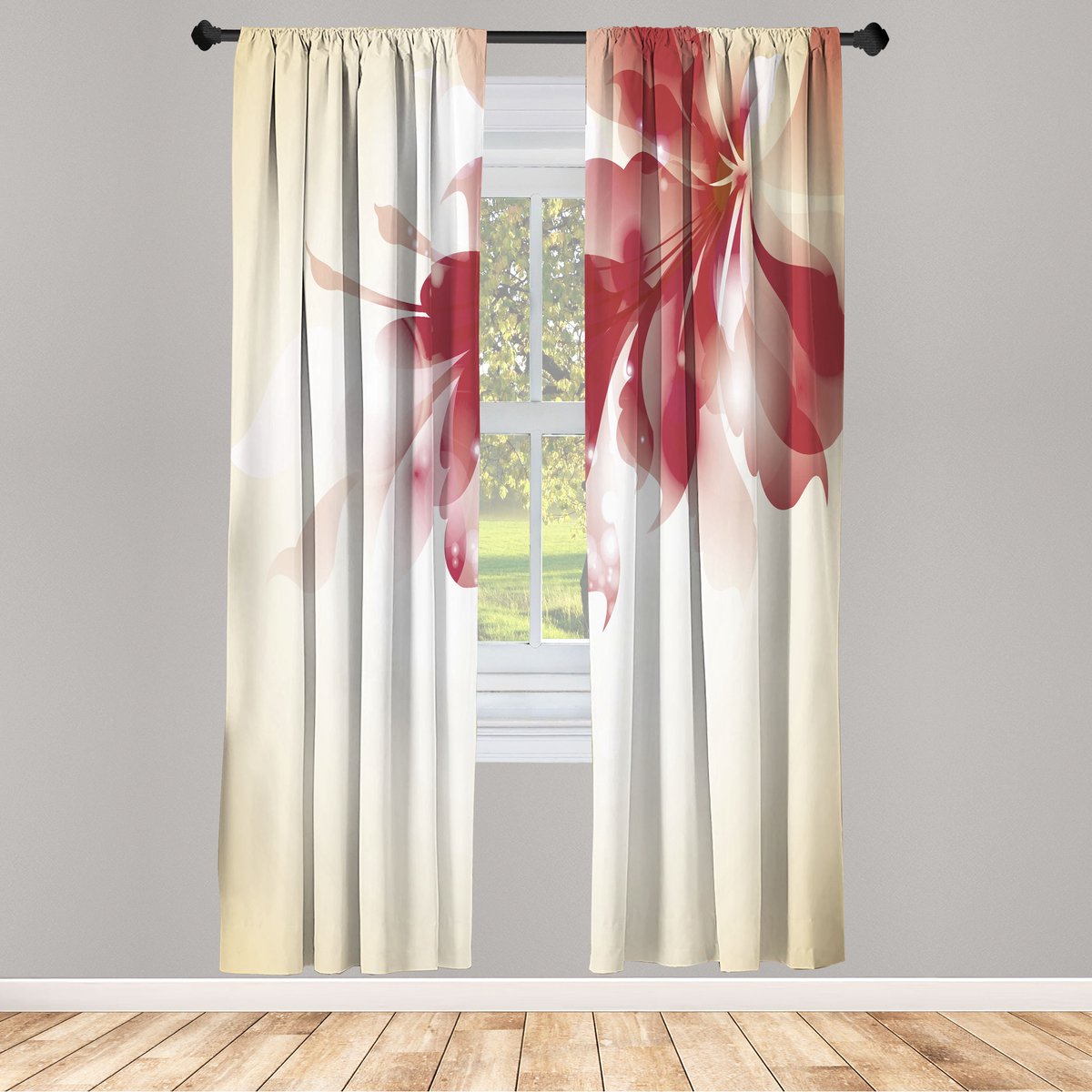ABAKUHAUS Abstracte Gordijnen, Kleurverloopeffect, Set van 2 Panelen voor Woonkamer en Slaapkamer, 150 cm x 245 cm, Lichtgeel