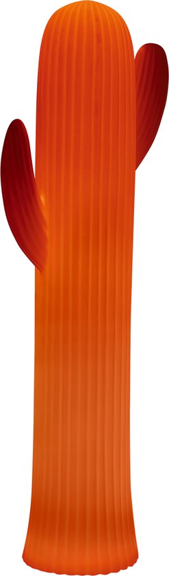 Oranje cactuslamp met ribbels en twee armen.