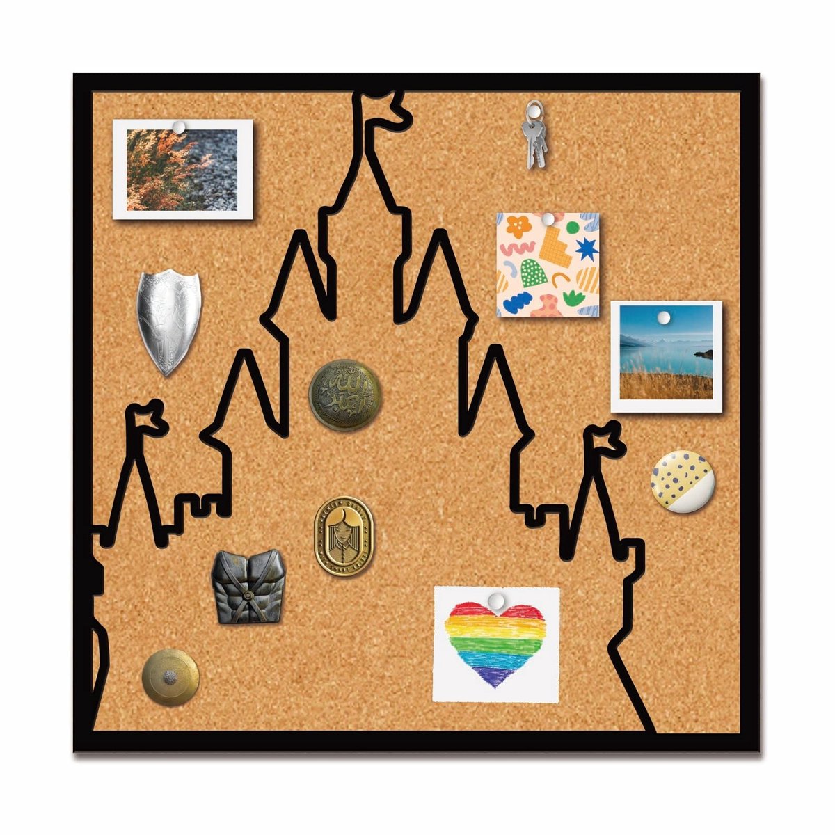 aladdien - Pinboard met Slot - Wandmontage Bulletin Display - 25x25 cm - Voor Broches en Herinneringen - Ideaal voor Organisatie - Geschikt voor Thu...
