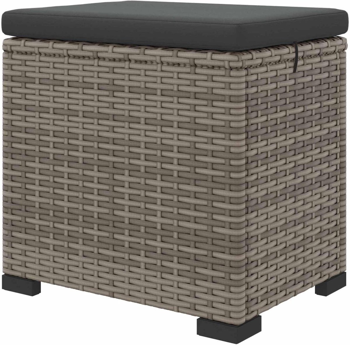Tuinvoetsteun met kussen - Voetenbankje buiten - Ontspannen in tuin - Machinewasbaar kussen - 40x30x40 cm - Grijs