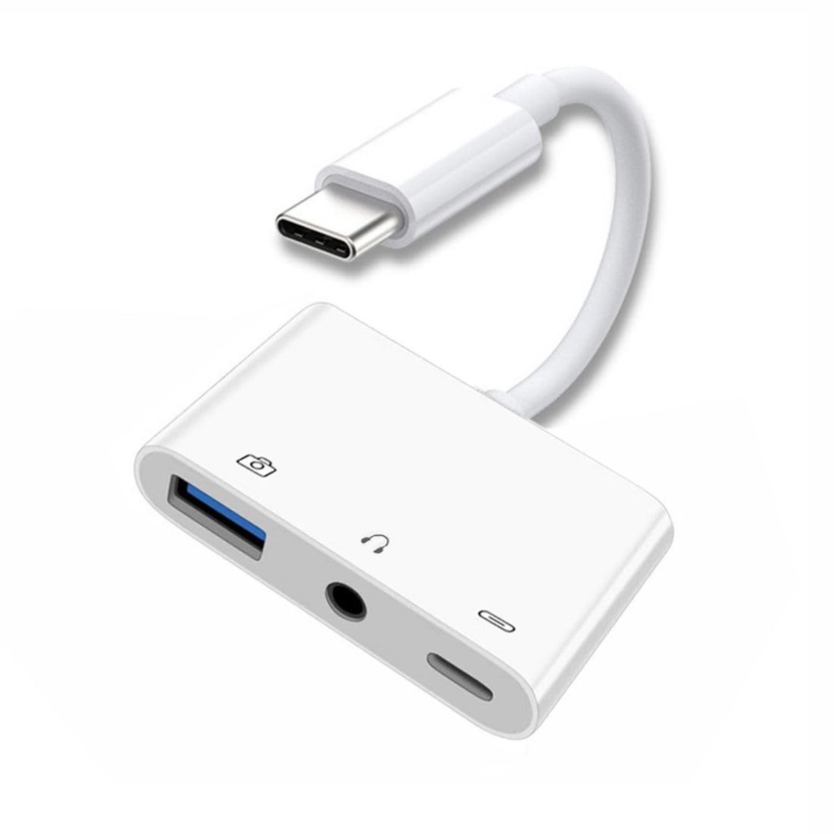 ONF3 - USB C naar 3.5mm Audio AUX Adapter - USB 2.0 OTG Adapter - PD 15W Opladen - Geschikt voor smartphones - Audio- en gegevensoverdracht - Co...