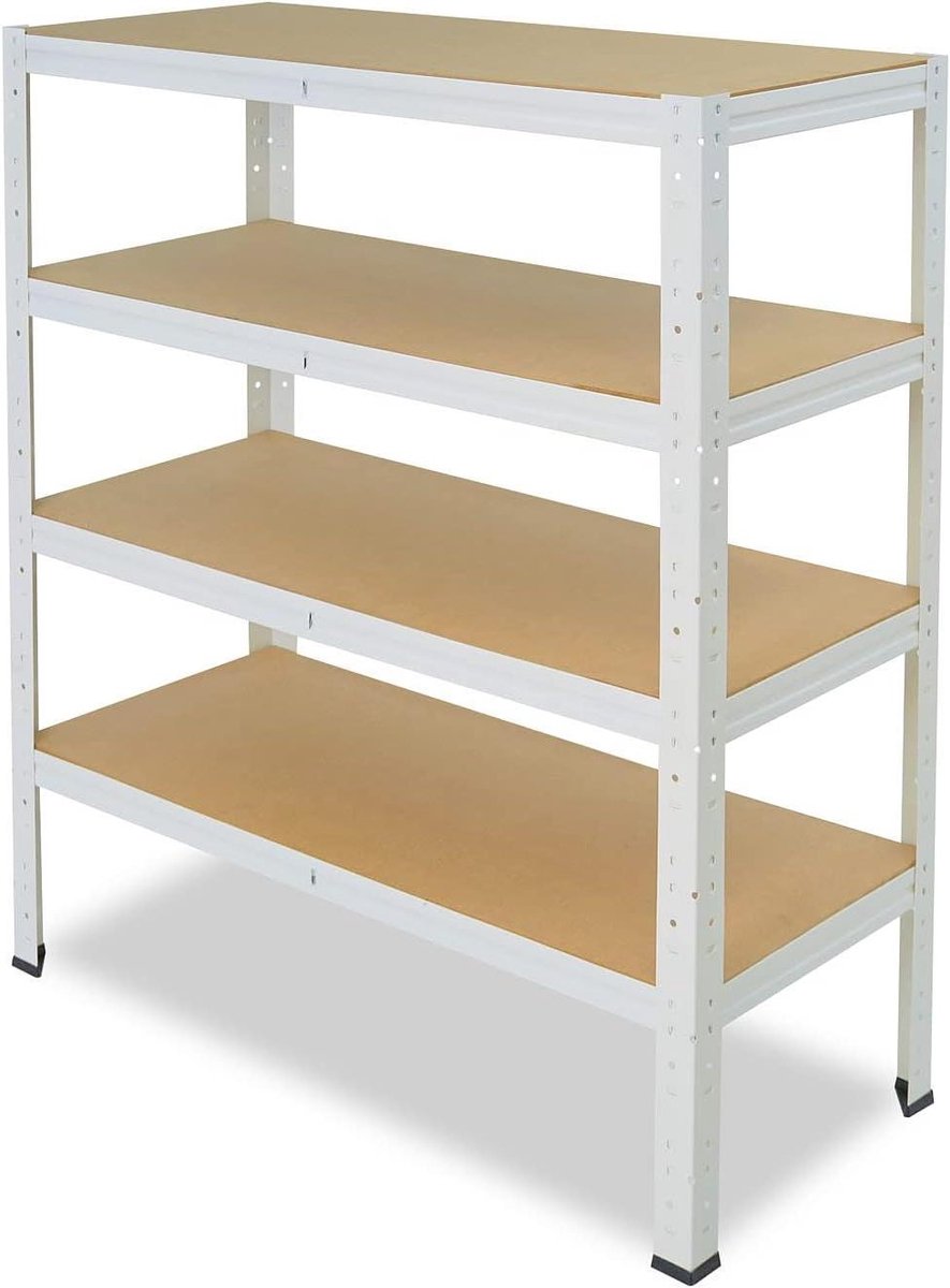 Metalen stellingkast - Opbergrek - Orde scheppen - Schroefloze montage - 115x90x50 cm - Wit
