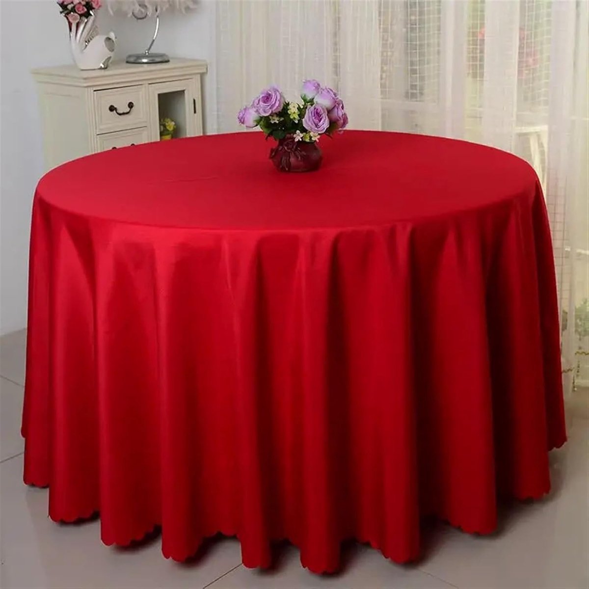 Tafelkleed Polyester - Rond Kleed - Feestelijke Decoratie - Oliebestendig - 180 cm - Grijs