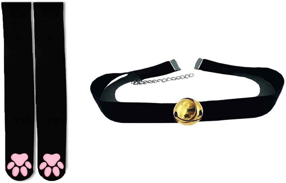 Schattige Zwarte Kat Poot Sokken - Thigh High Velvet Kousen voor Dames en Cosplay