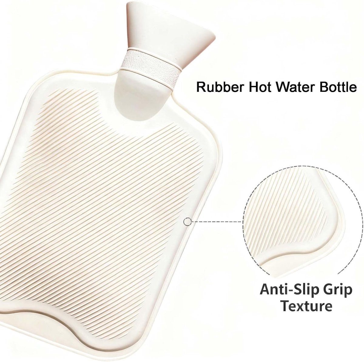 Warmwaterkruik Rubber - Warmte Kruik - Spierpijn Verlichten - Natuurlijk Rubber - 2 Liter - Wit – foto 5