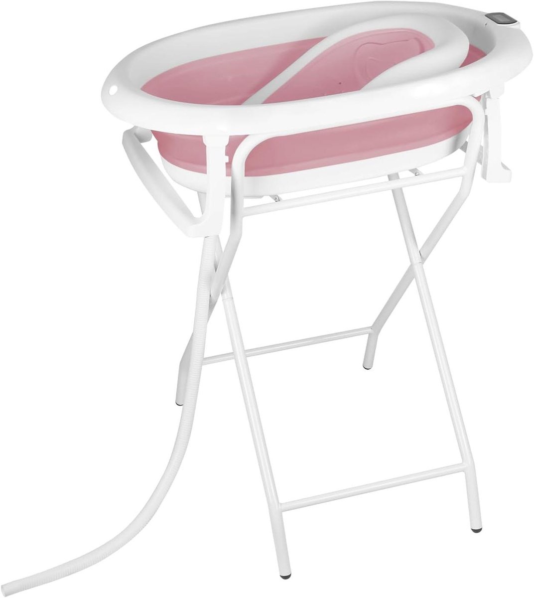 Opvouwbaar babybad - Staand badje - Baby badderen - Met thermometer standaard - 64 x 46 x 90 cm - Roze