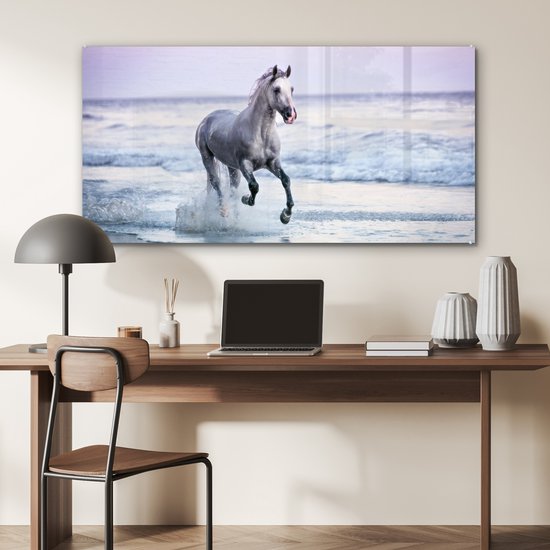 Peinture sur Verre - Cheval - Mer - Pastel - 120x60 cm - Peintures sur Verre Peintures - Photo sur Glas