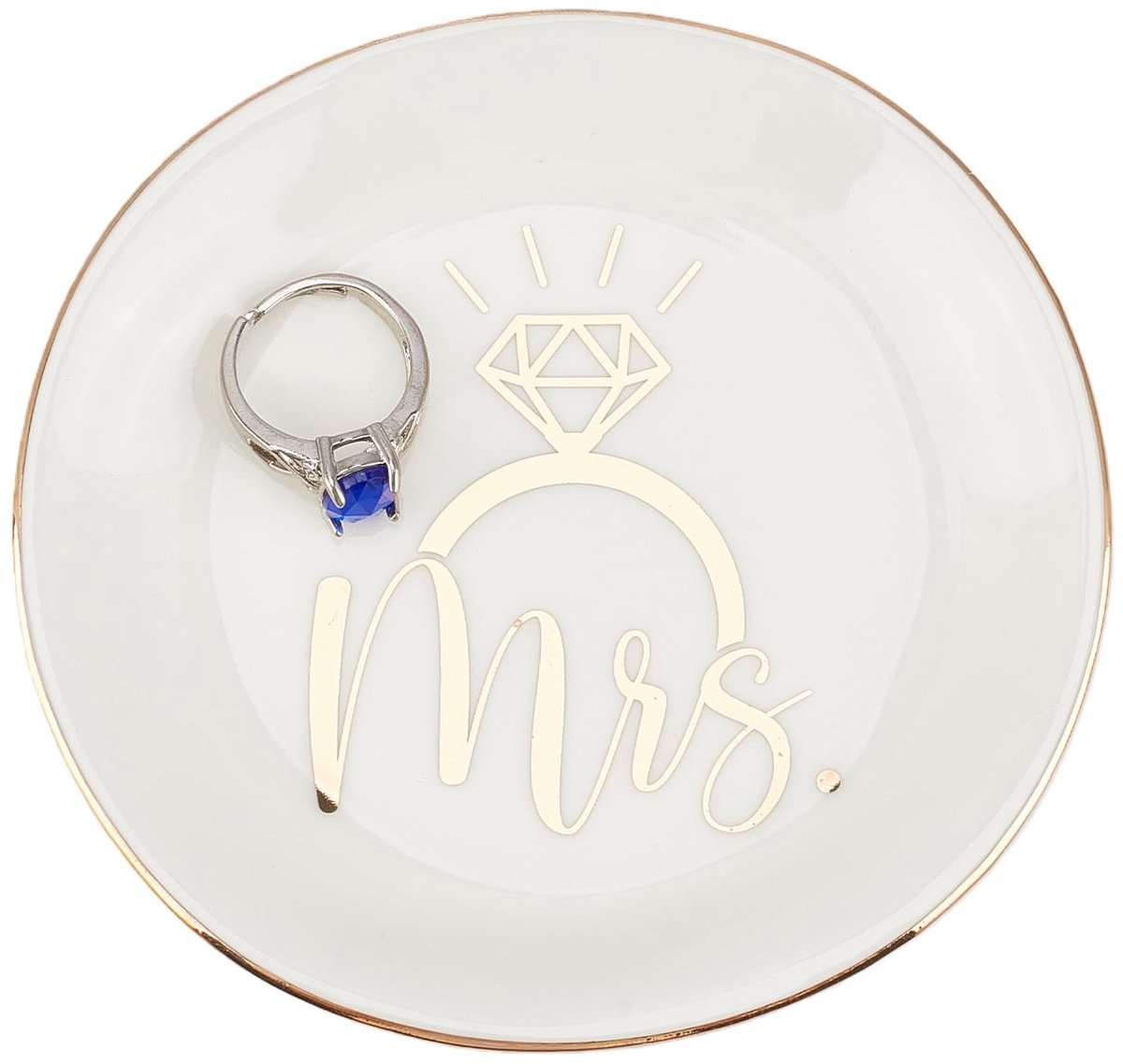 aladdien - Sieradendienblad - Keramisch dienblad voor sieraden - Rond 10 cm - Wit - Oorbellen en halskettingen - Geschikt voor armbanden - Kleur wit