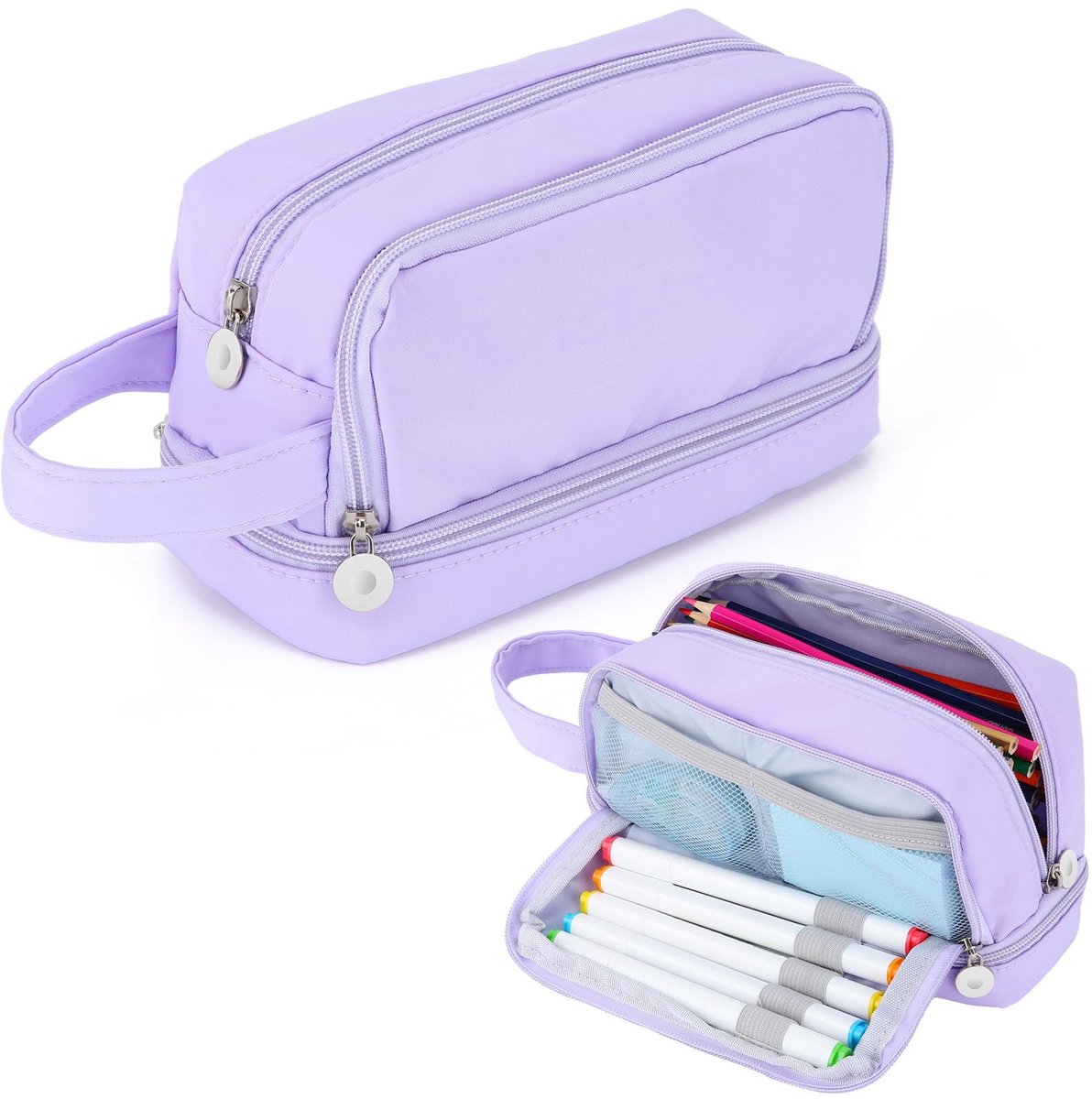 ONF3 - Etui met Grote Capaciteit - Pennenzak voor School - Duurzaam Canvas - Handvat - Organizer voor Jongens en Meisjes - Geschikt voor Kantoor...
