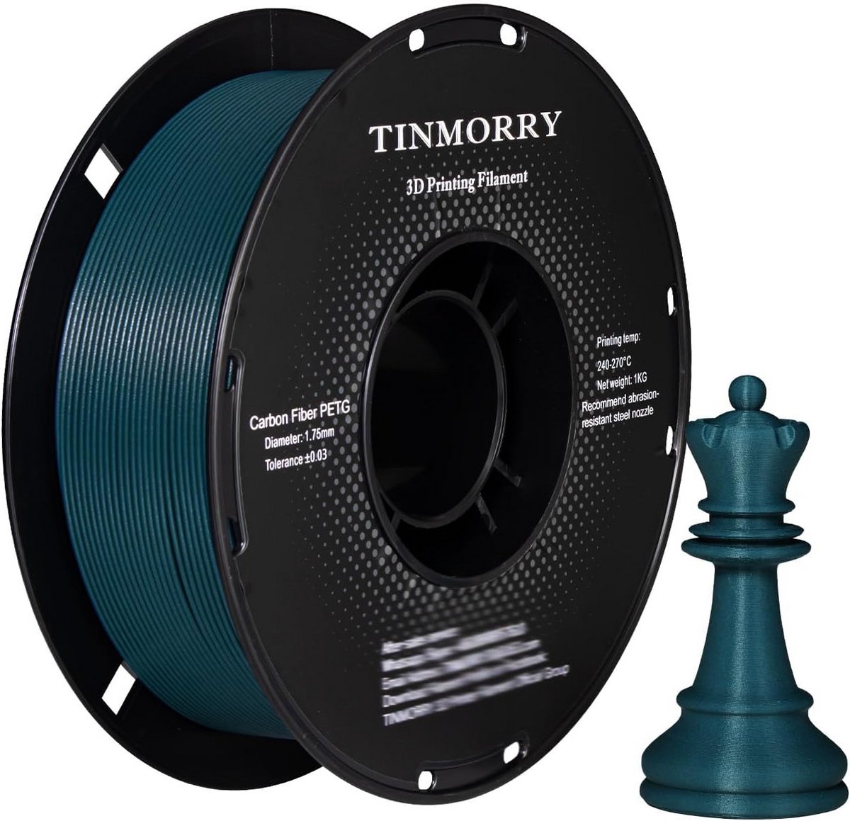 Koolstofvezel PETG Filament 1.75mm voor 3D Printer - 1 KG - Pauwgroen