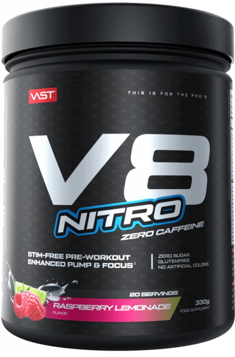 VAST V8 Nitro (20 serv) Raspberry Lemonade - Pre-Workout - NO Booster