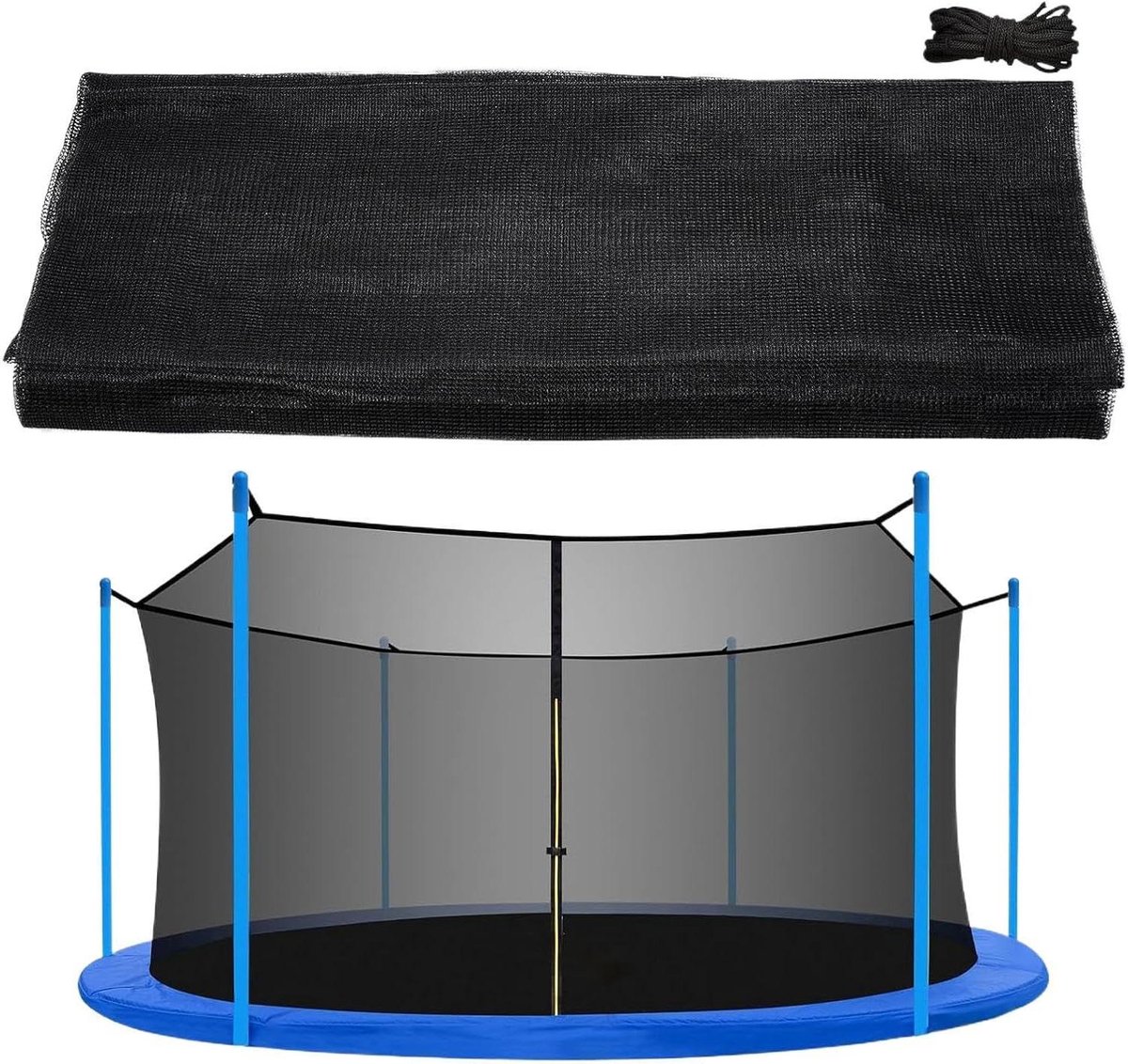Trampoline Veiligheidsnet - Vervangingsnet Rond - Veilig Springplezier - Scheurbestendig Ontwerp - 14 voet - Zwart