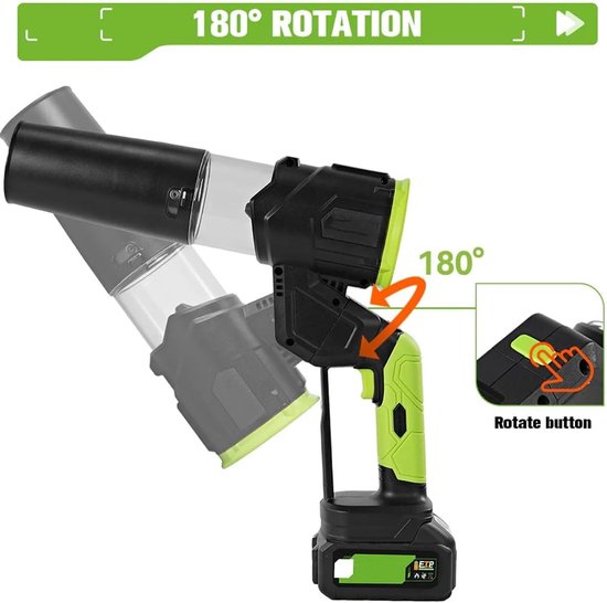 Draadloze Bladblazer - Lucht Blaser - Tuin Schoonmaken - Borstelloze Motor - 300.000 RPM - Groen — afbeelding 4