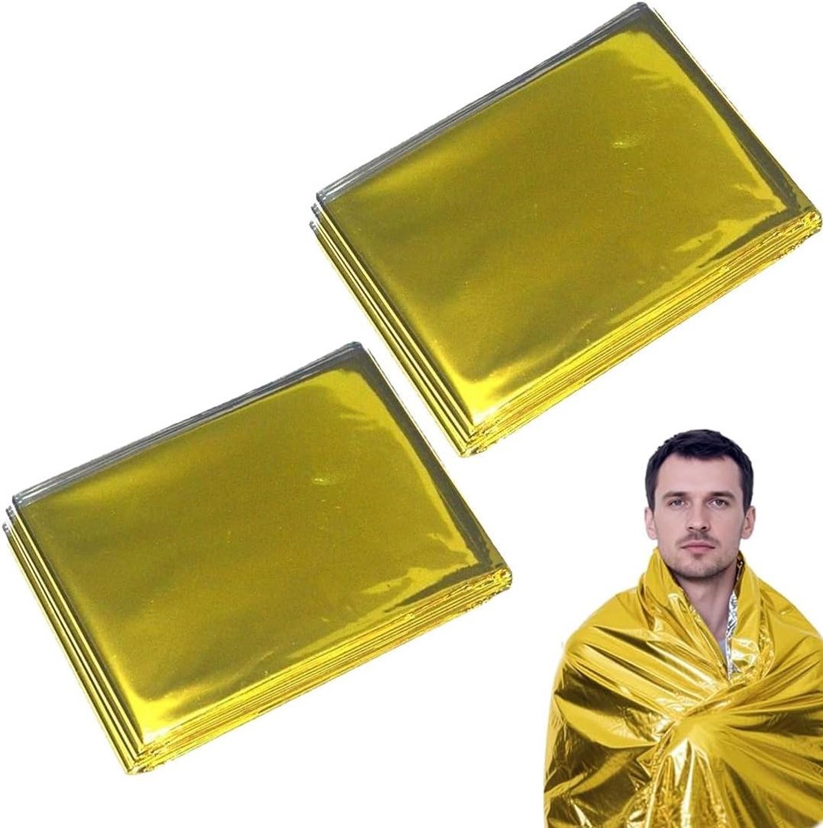 Nooddekens - Thermishe dekens - Outdoor survival - Reflecteert lichaamswarmte - 210 x 160 cm - Goud zilver