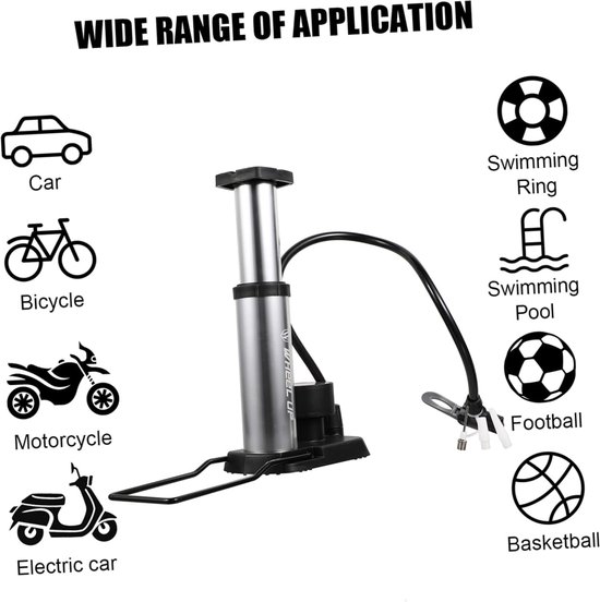 Voetpomp Met Manometer - Draagbare Fietspomp - Banden Oppompen - Hoge Druk Pomp - 18 x 14.5 x 10 cm