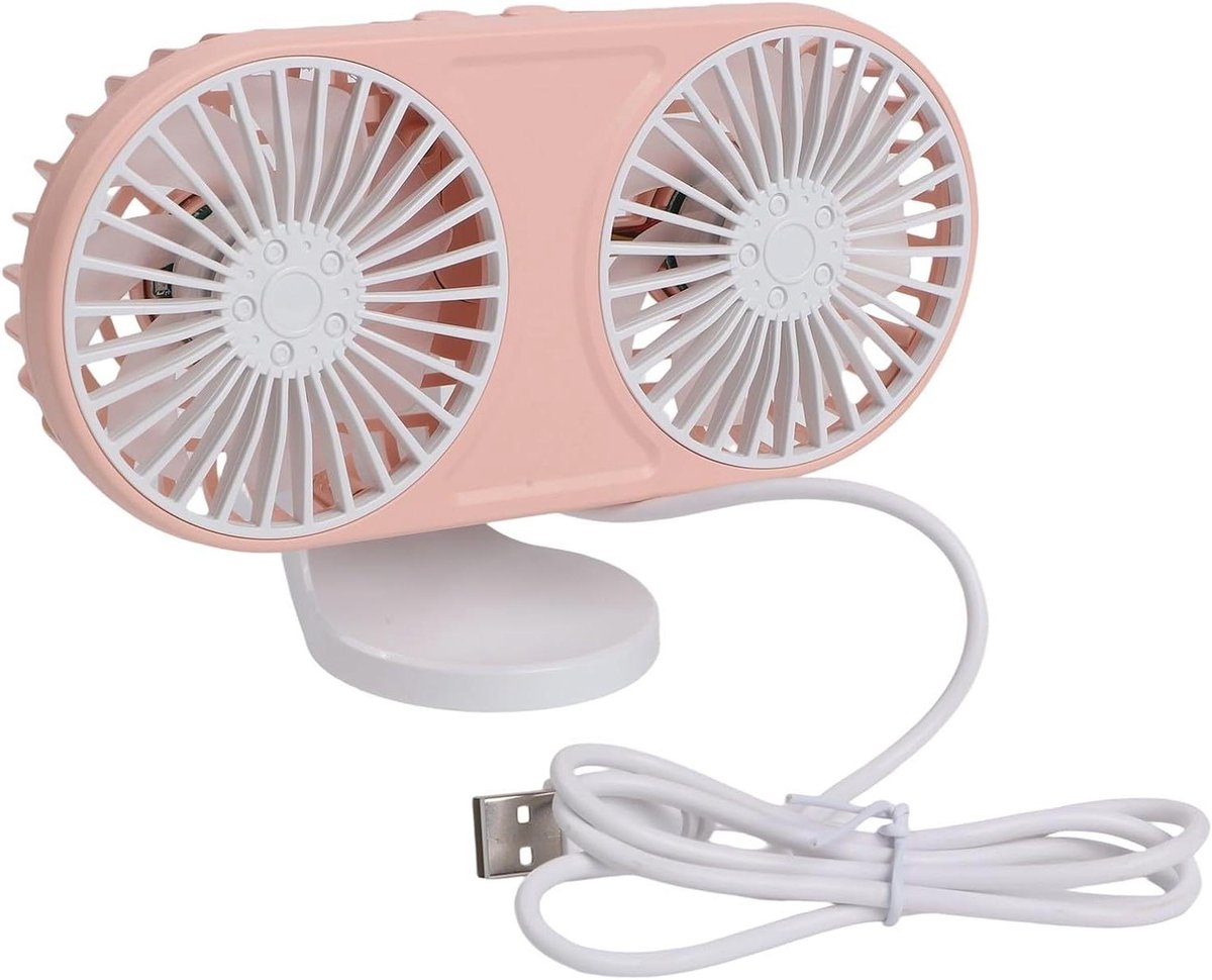 Dubbele Auto Ventilator - Draagbare Circulator - Comfortabele Rit - 360 Graden Verstelbaar - 3 Snelheden - Zwart