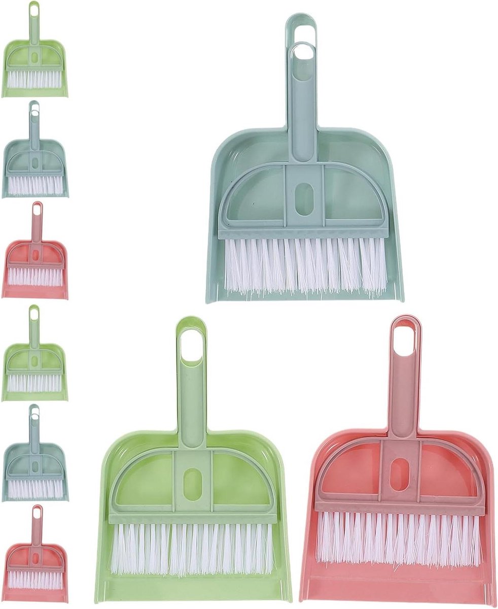 Mini Stofblik Borstelset - Handveger Set - Bureau Schoonmaken - Precisie Veeg Gereedschap - 18 cm Lengte - Diverse Kleuren