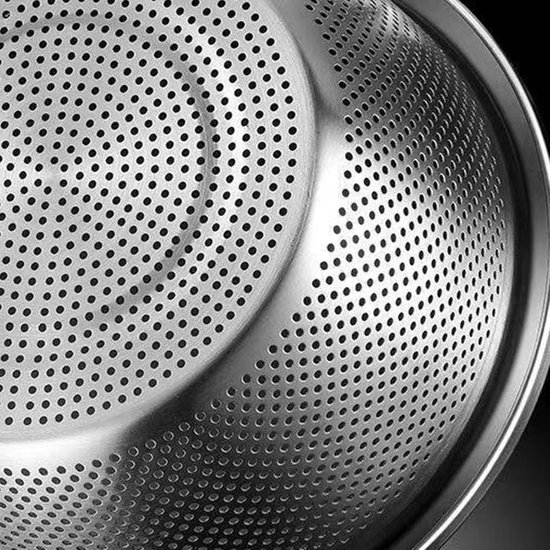 Mixing Bowl & Vergiet Set - Roestvrij staal | Multifunctionele mengkom van roestvrij staal en draining vergiet met rooster, ideaal voor het maken van salade met maaltijden, en verstevigend voedsel — afbeelding 3