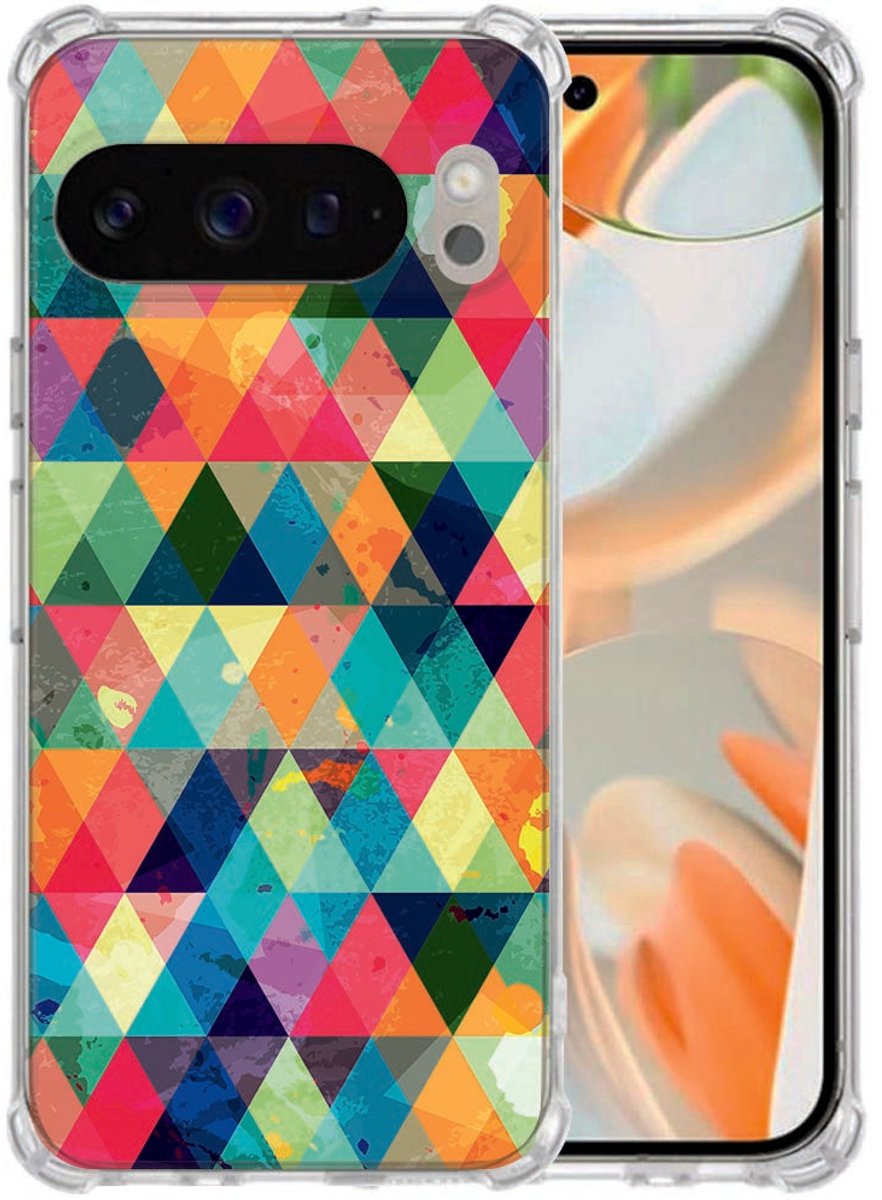 Google Pixel 10 Pro XL Schokbestendig Hoesje Geruit Design TPU Backcover