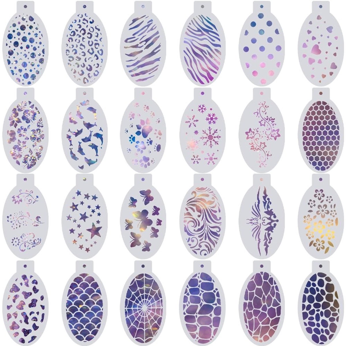 ONF3 - Herbruikbare Gezichtsverf Sjablonen - 24 Stijlen - Perfect voor Feesten - 14 x 7,5 cm - Geschikt voor Kinderen en Volwassenen - Ideaal vo...