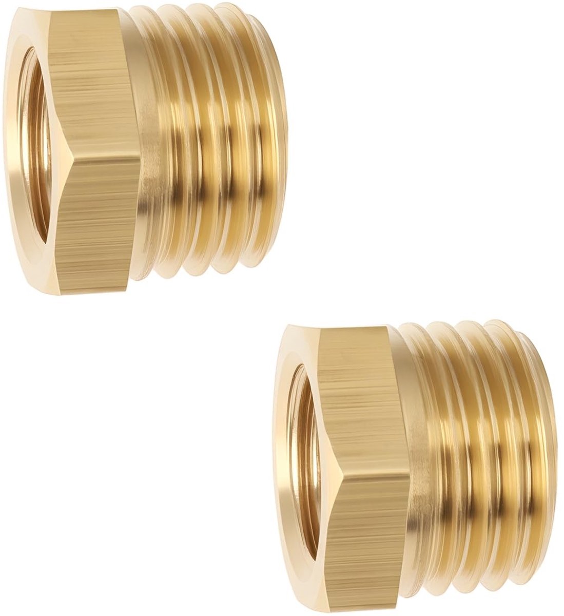 aladdien - Messing Adapter - Korte M14x1.5 naar M10x1.0 - 2 Stuks - Messing Verminderen - Voor Manometer - Geschikt voor Diverse Druksystemen
