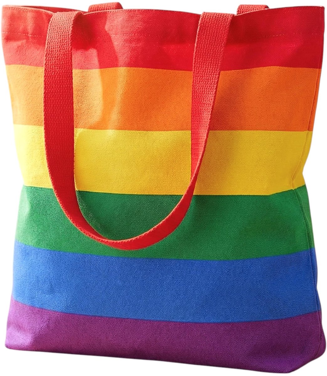 aladdien - Cotton Bag Pride - Regenboog Shopping Bag - 35x40 cm - 100% Katoen - Eco-vriendelijk - Draagtas - Perfect voor boodschappen