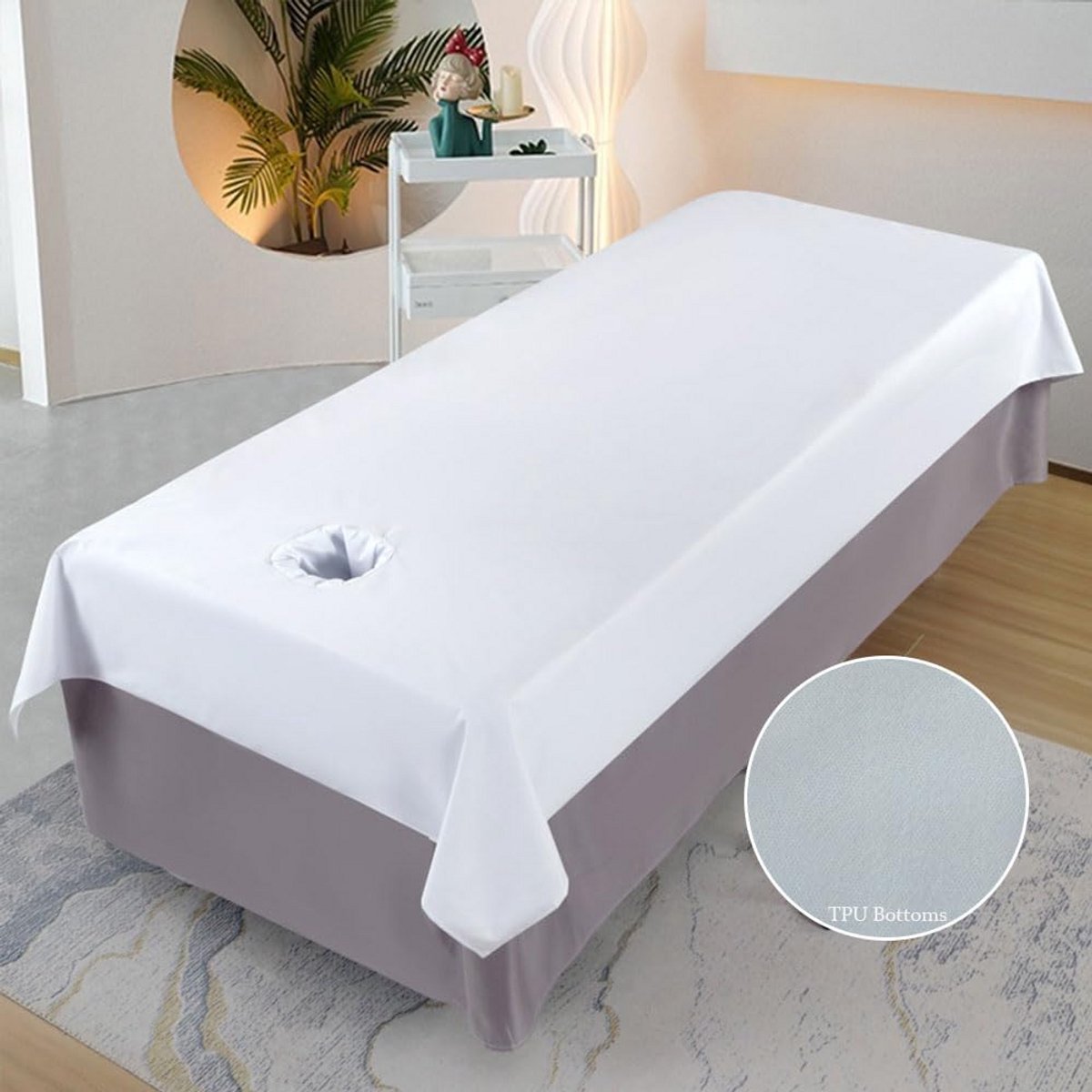 Waterdichte Massagehoes met Gezichtsgat, 230x120 cm, Wit - Microvezel