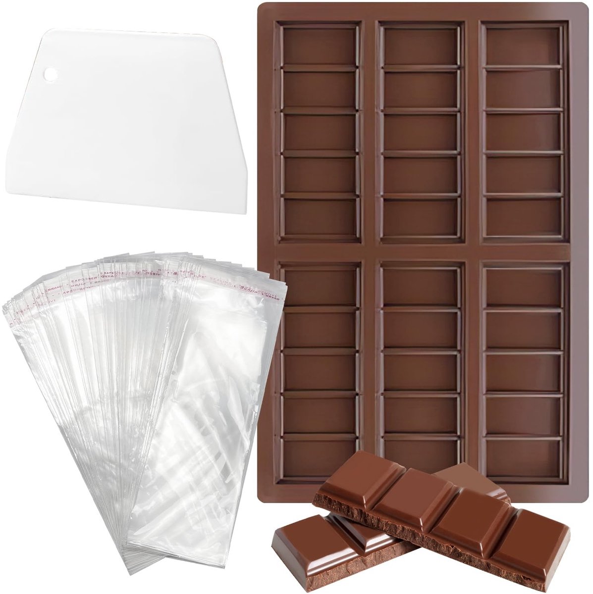 aladdien - Chocolade Mallen - Diepe Chocoladevorm - Silicone Mallen - Donkerbruin - Chocolade Molds - Perfecte Chocoladerepen - Geschikt voor Bakken...