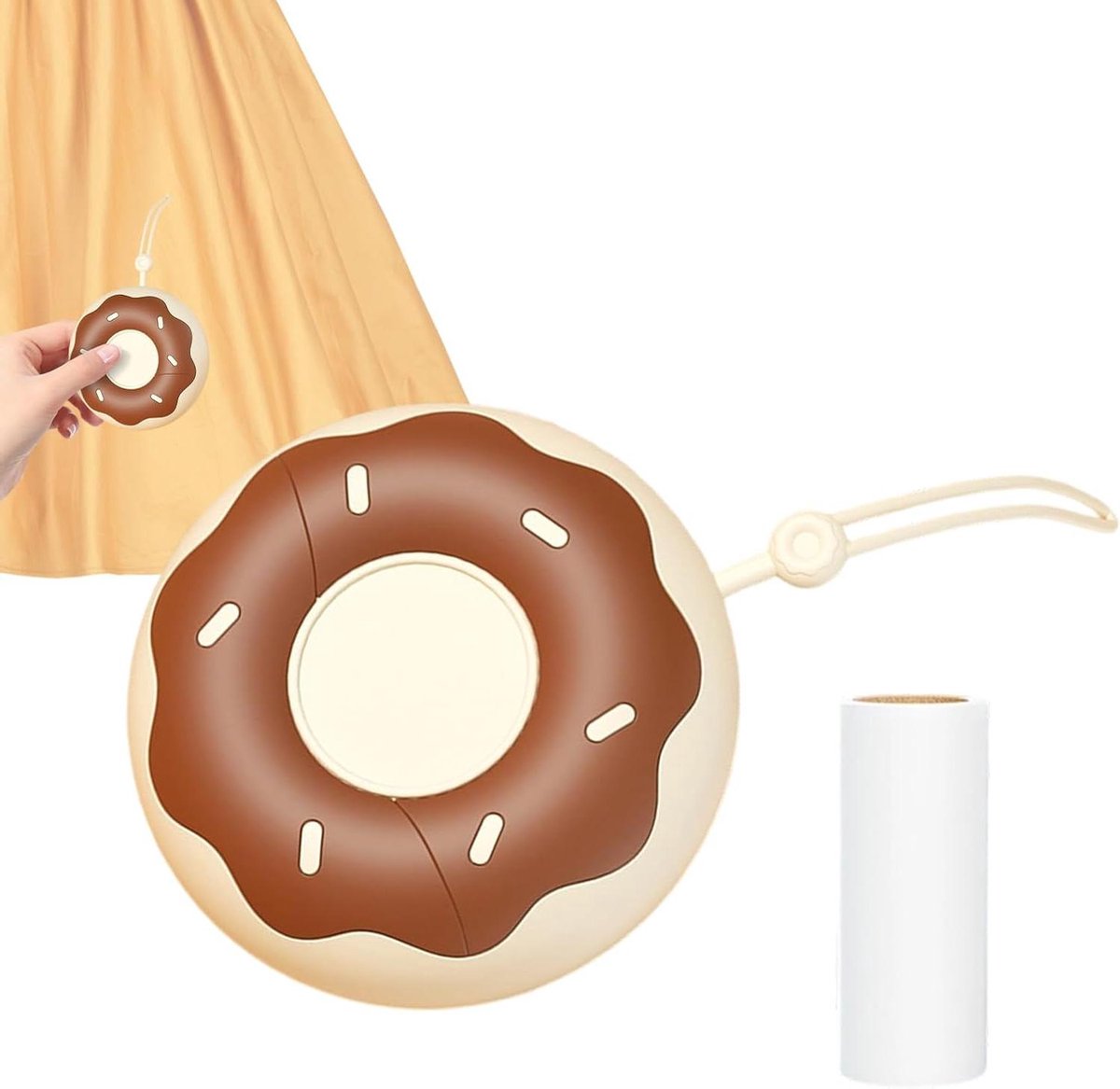 Pluisroller Kleding - Haarverwijderaar - Dierenhaar Verwijderen - Compact Draagbaar Ontwerp - 9 x 9 cm - Licht Koffie