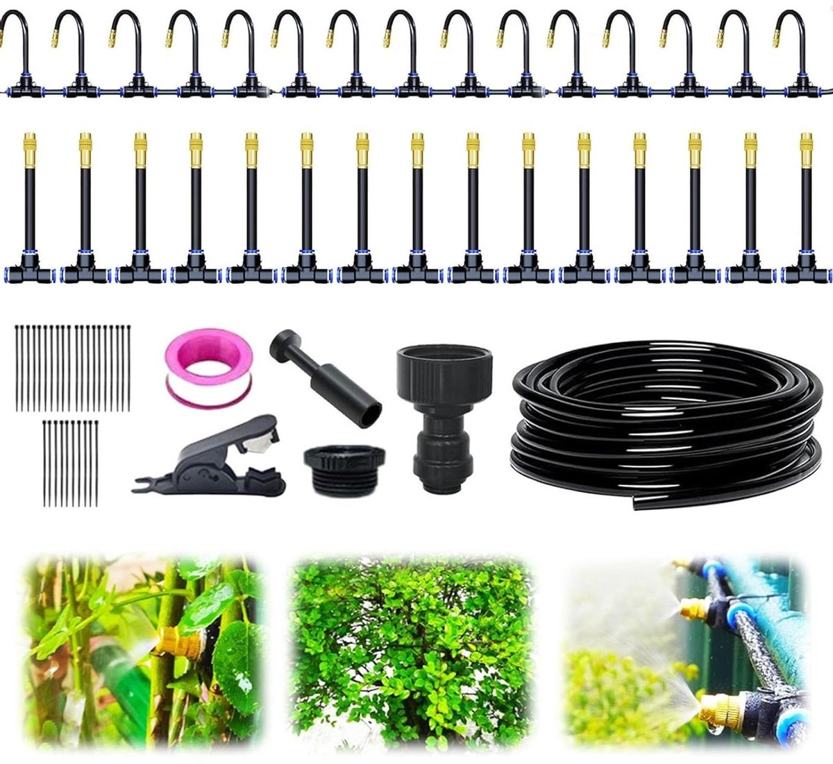 Automatisch Irrigatiesysteem - Druppelsysteem Tuin - Nauwkeurig Water Geven - 360° Flexibele Slang - 49.2 Ft Set - Groen