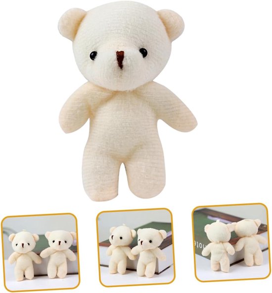 Mini Knuffelberen - Pluche Hangers - Tas Decoratie - Set van 15 - 11x8 cm - Beige van MINI — afbeelding 5