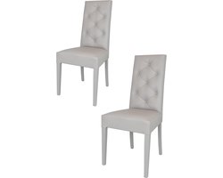 Tommychairs - Set of 2 modern chairs Chantal. Very suitable for kitchen, dining room. Light grey beech wood lacquered frame with faux leather upholstered chair seat
