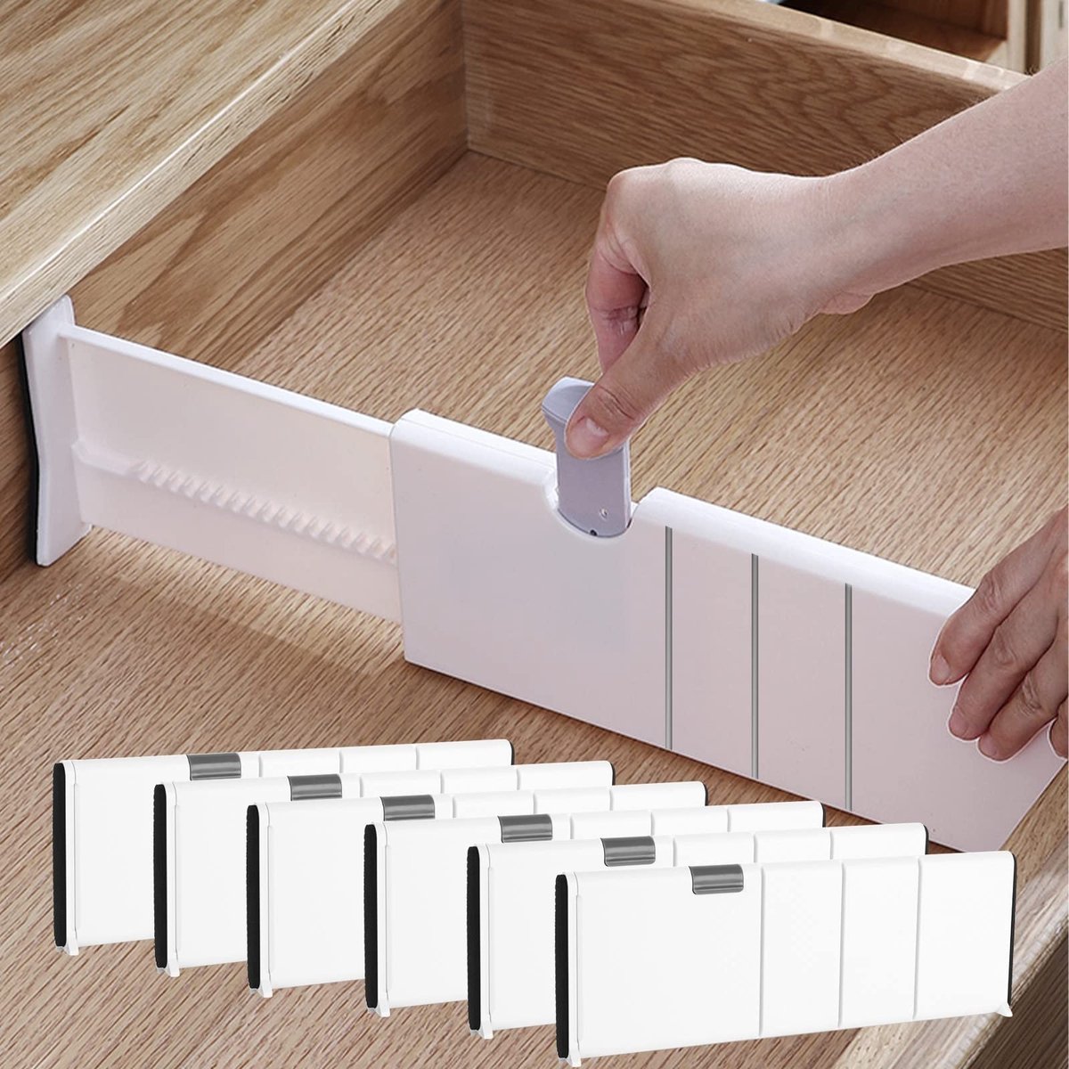 aladdien - Verstelbare Ladeverdeler - Keuken Organizer - Wit - Plastic Lade-inserts - Ideaal voor Badkamer en Kantoor - 28~44cm