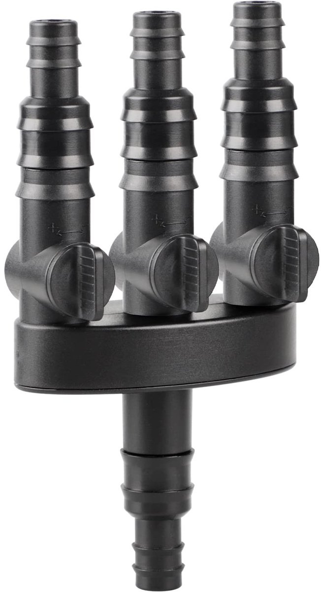 ONF3 - 3-weg Waterverdeler - Verstelbare Adapter - Geschikt voor Fonteinen - Zwart - Slangdispenser - Drukloze Systemen