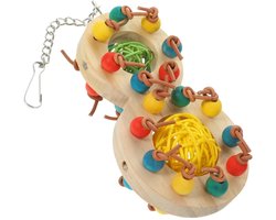 Golden crown - Vogel kauwend foerageerspeelgoed - Papegaaienspeelgoed - Kleurrijke hanger voor vogels - Houten kralen - Kauwspeeltje voor papegaaien -